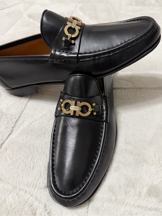 Salvatore Ferragamo Other - $995 Salvatore Ferragamo Black Leather Gold Gancini Buckle Bit Loafers 10.5 D